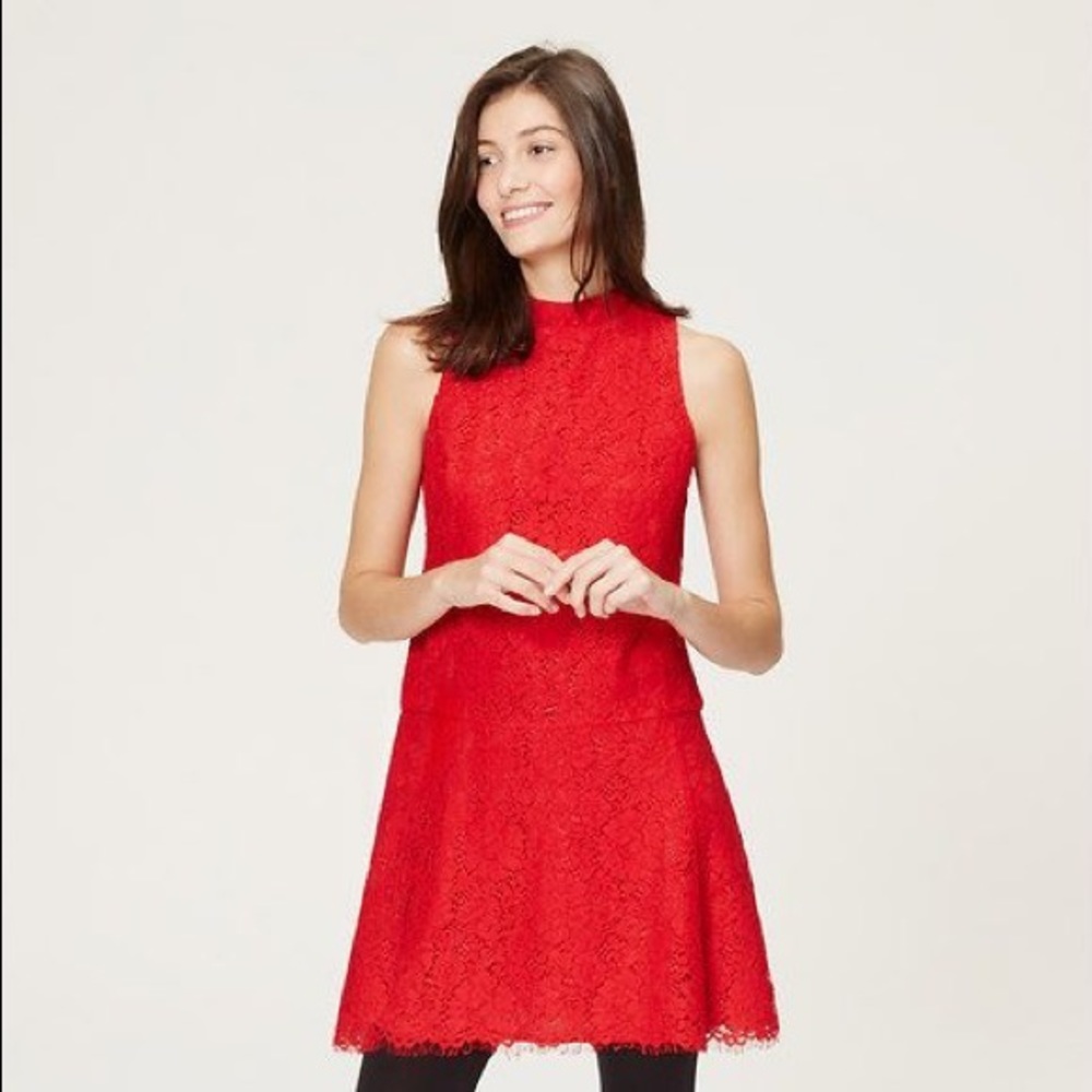 LOFT red lace valentine day dress